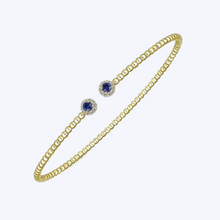 Load image into Gallery viewer, Bead Split Cuff Bracelet with Sapphire and Diamond

