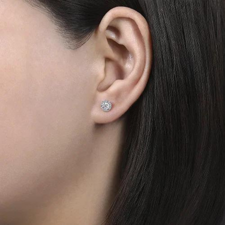 Diamond Halo Stud Earrings