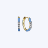 Diamond Huggie with Blue Enamel