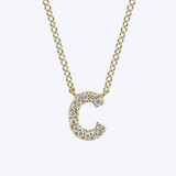 "C" Diamond Initial Pendant Necklace