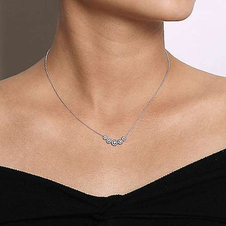 White Gold Round Diamond Halo Necklace