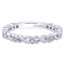 Load image into Gallery viewer, Twisted Bezel Set Stackable Diamond Band
