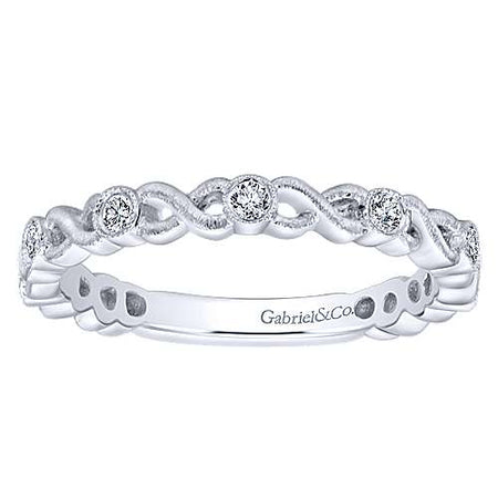 Twisted Bezel Set Stackable Diamond Band