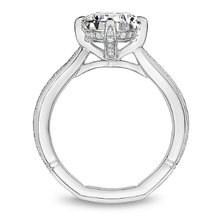 Load image into Gallery viewer, Platinum Milgrain Solitaire Engagement Ring with Hidden Halo
