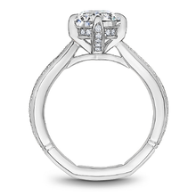 Load image into Gallery viewer, Claw Prong Milgrain Solitaire Engagement Ring with Hidden Halo
