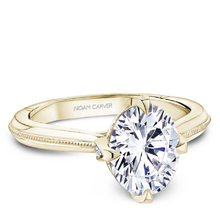 Load image into Gallery viewer, Claw Prong Milgrain Solitaire Engagement Ring with Hidden Halo
