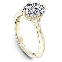 Load image into Gallery viewer, Claw Prong Milgrain Solitaire Engagement Ring with Hidden Halo
