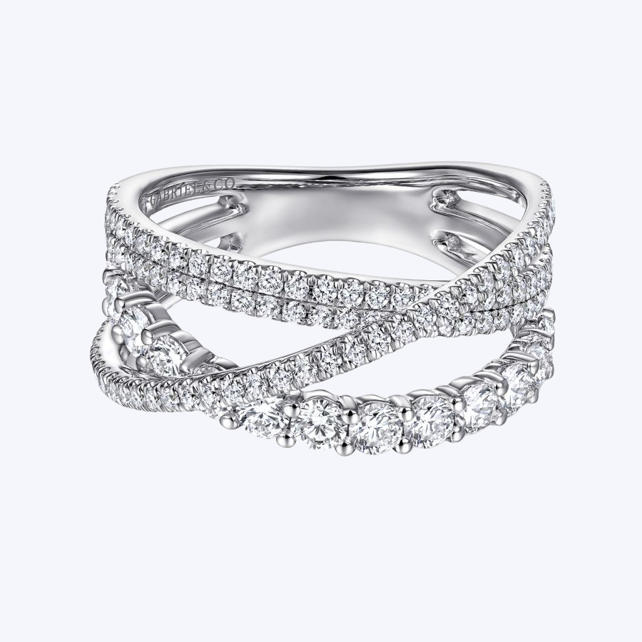 Criss-Cross Layered Diamond Ring