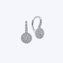 Load image into Gallery viewer, Round Diamond Cluster Leverback Earrings
