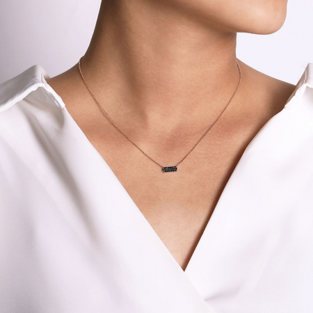 Rectangular Black Diamond Pendant Necklace