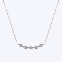 Load image into Gallery viewer, Round Diamond Cluster Station Curved Bar Necklace
