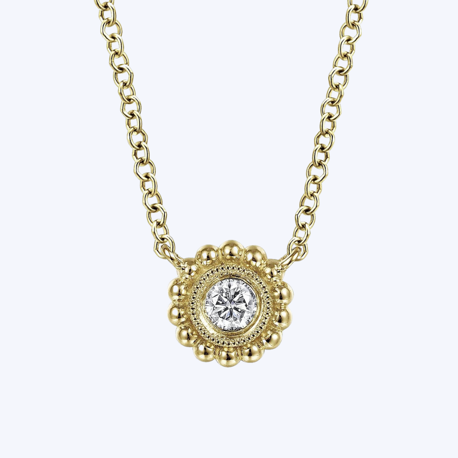 Round Bezel Set Diamond Pendant Necklace