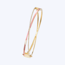 Load image into Gallery viewer, Criss-Cross Diamond &amp; Pink Enamel Bracelet
