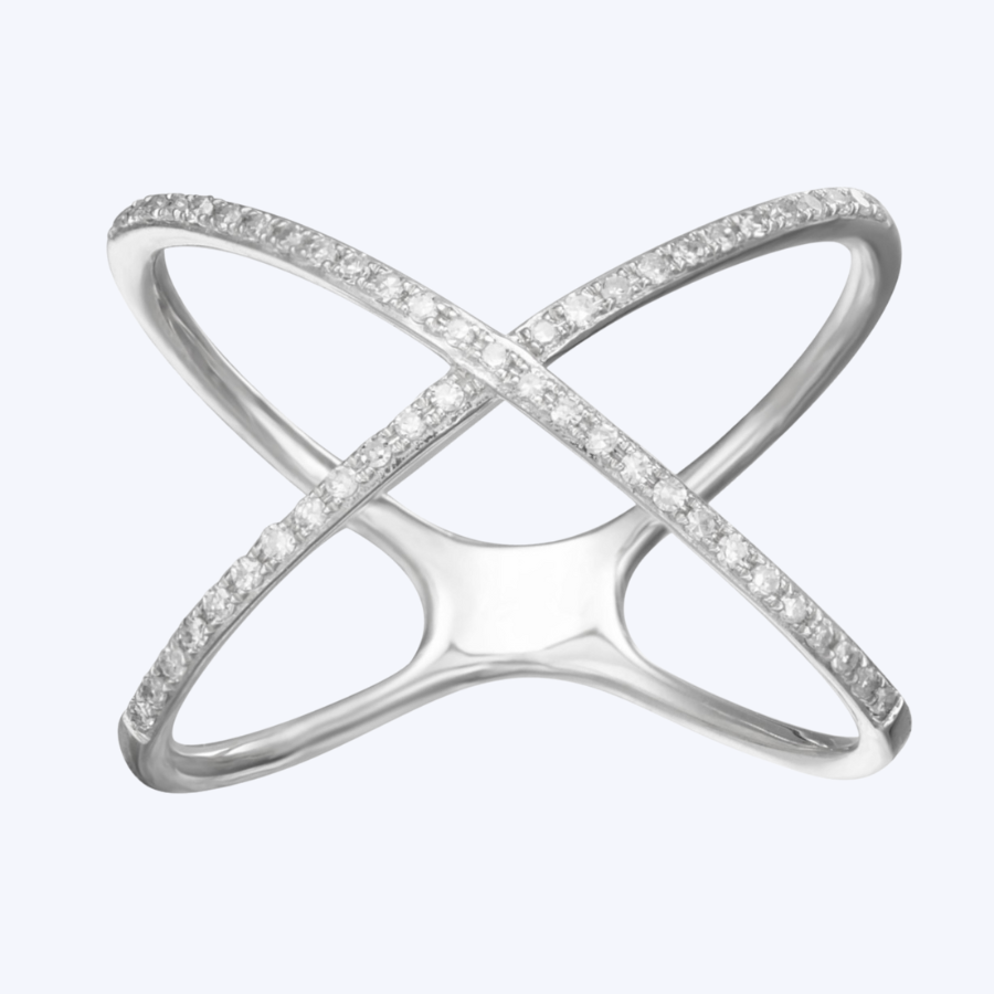 Pave Diamond Criss-Cross Rings