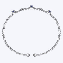 Load image into Gallery viewer, Bujukan Bead Cuff Bracelet with Sapphire and Diamond Halo Stations

