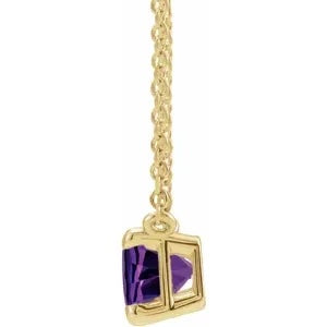 Yellow Gold Amethyst Claw Prong Necklace